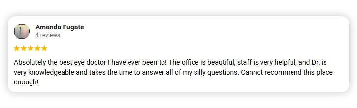 5-Star Review From Amanda Praising David Littlejohn, O.D. Rounded Cutout